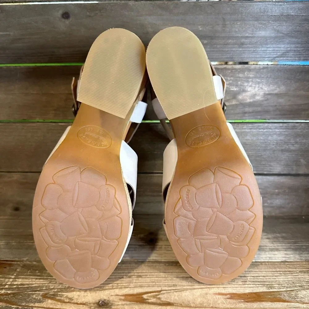 New NIB Womens Kork-Ease Hutton Beige Leather Heeled Strappy Sandals‎ Size 10 M